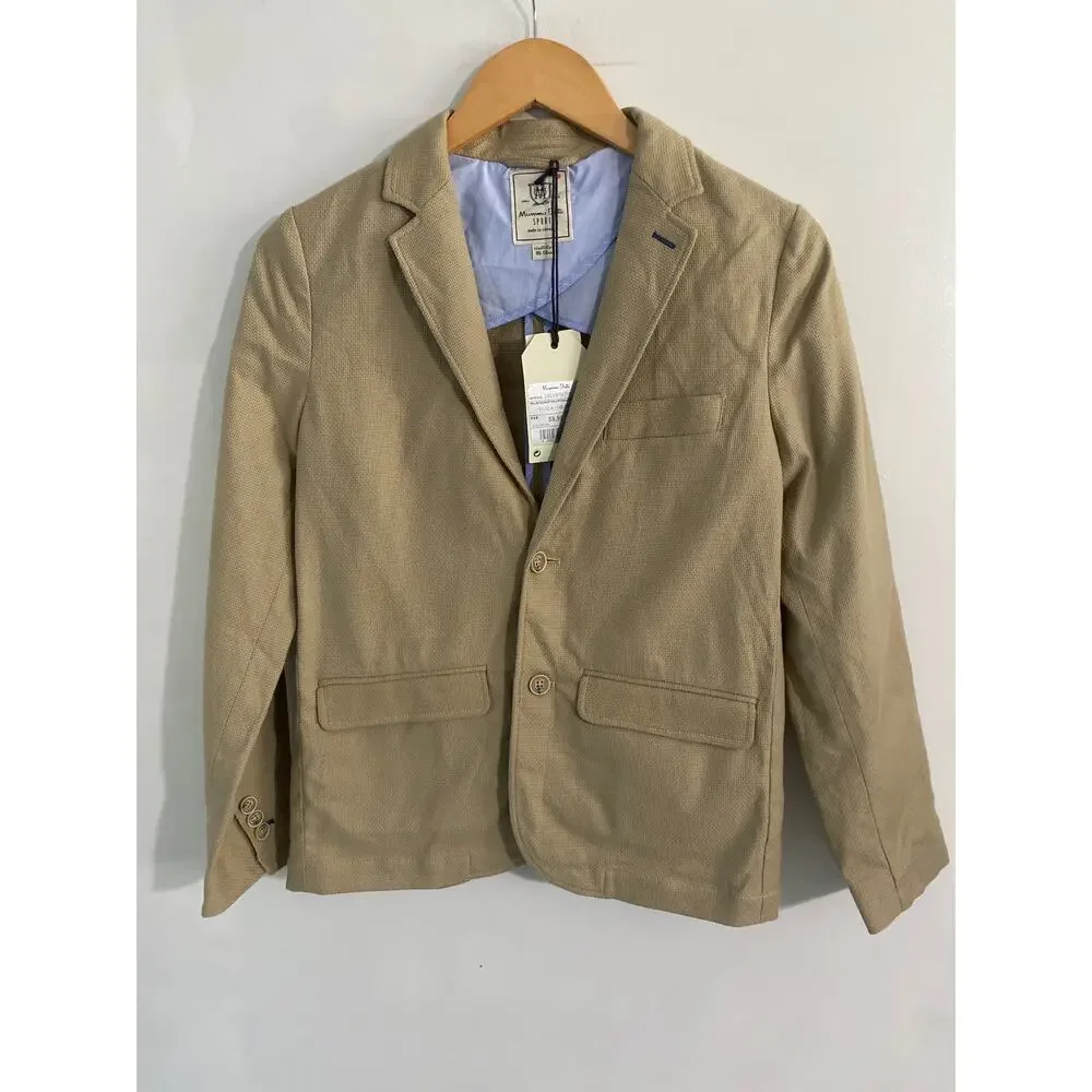 Massimo Dutti blazer NEW boys size 7-8 tan cotton classic preppy